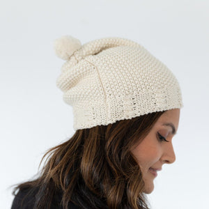 Organic Cotton Knit Hat with Pom Pom