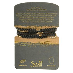 Stone Wrap Bracelet or Necklace in Black on Card