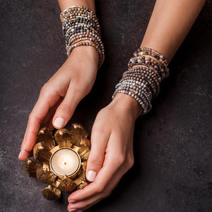 Stone Wrap Bracelet or Necklace on Woman's Arm