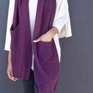 Organic Cotton Knit Scarf with Pockets