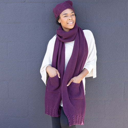 Organic Cotton Knit Scarf with Pockets