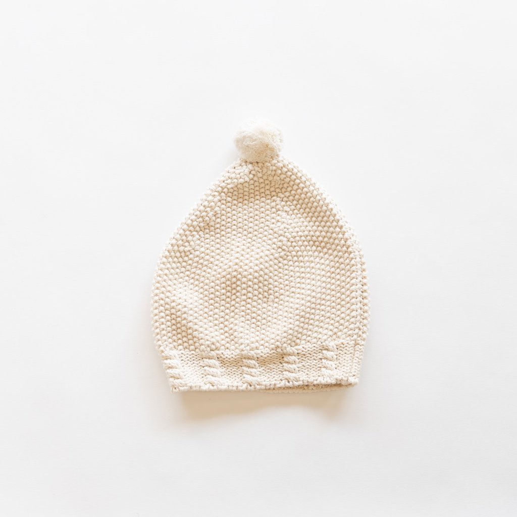 Organic Cotton Knit Hat with Pom Pom