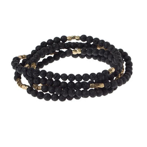 Stone Wrap Bracelet or Necklace in Black