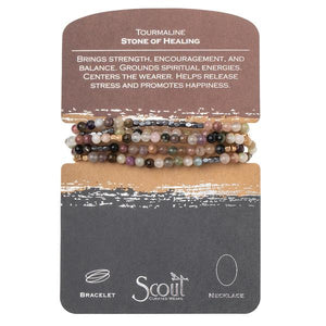 Stone Wrap Bracelet or Necklace Dark Stone on Card